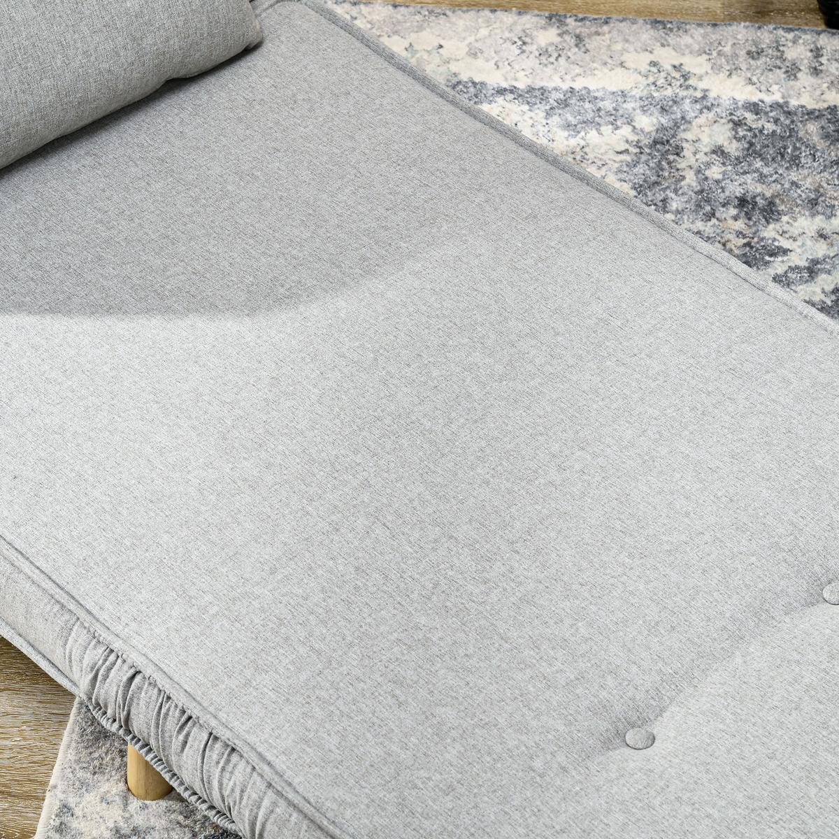 SCHLAFSESSEL, Klappbett mit Bettfunktion, Lendenkissen, für Wohnzimmer Hellgrau - Hellgrau/Naturfarben, Holz/Textil (78/79/72cm) - HOMCOM