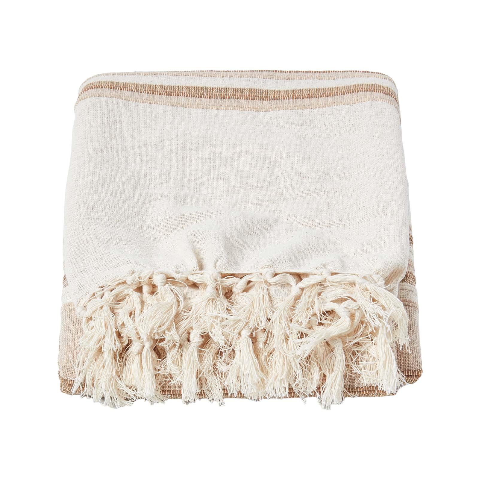ÜBERWURF Morocco 225/255 cm, 100% Baumwolle gestreift - Beige, Textil (225/255cm) - Homescapes