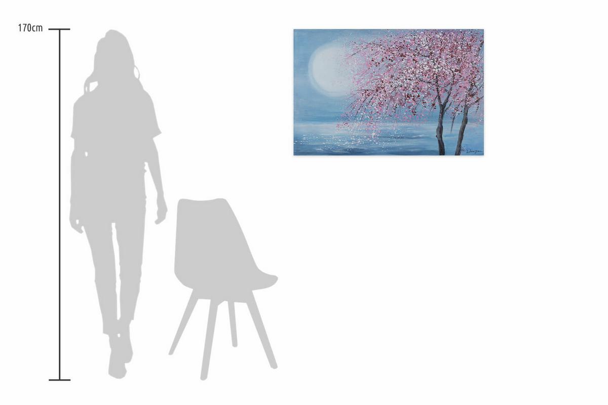 ACRYLBILD HANDGEMALT 90/60 cm - Blau/Pink, Holz/Textil (90/60cm) - KUNSTLOFT