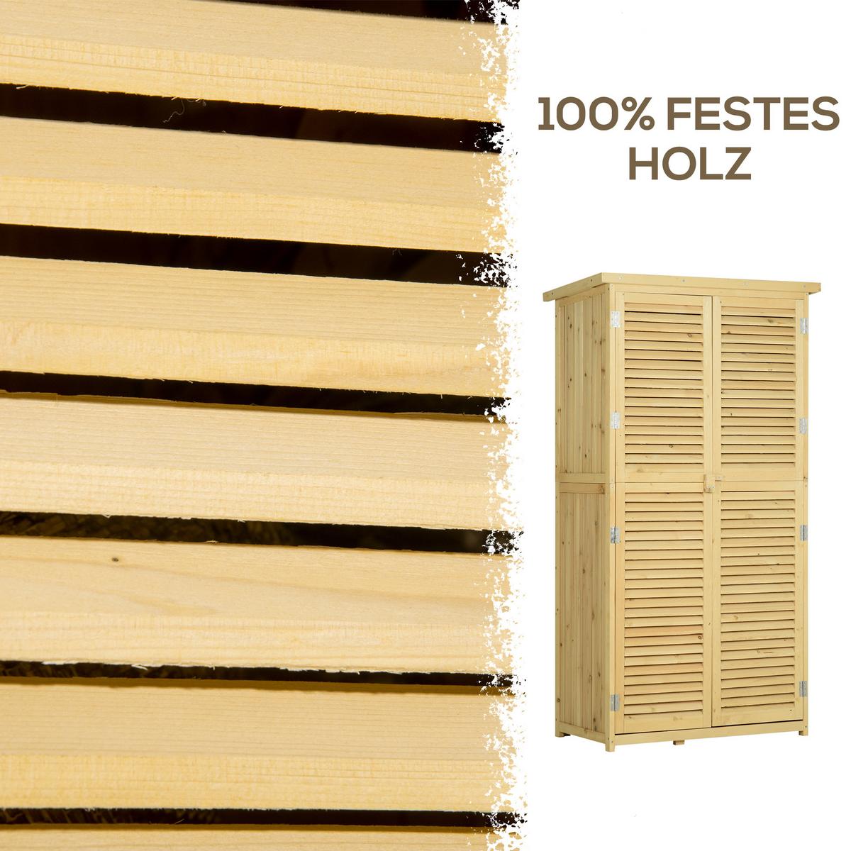 GARTENSCHRANK Holz Geräteschuppen 4 Fächer Geräteschrank mit Asphaltdach Natur - Fichtefarben, Holz (46.5/160/87cm) - Outsunny
