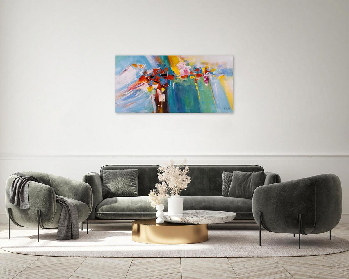 ACRYLBILD HANDGEMALT 120/60 cm - Blau/Multicolor, Holz/Textil (120/60cm) - KUNSTLOFT