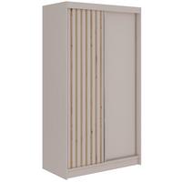 SCHWEBETÜRENSCHRANK mit Lamellen LUMOS - 120 - Kaschmir und Eiche Artisan - Kaschmir/Alufarben, Holzwerkstoff/Metall (120/216/61cm) - MKS
