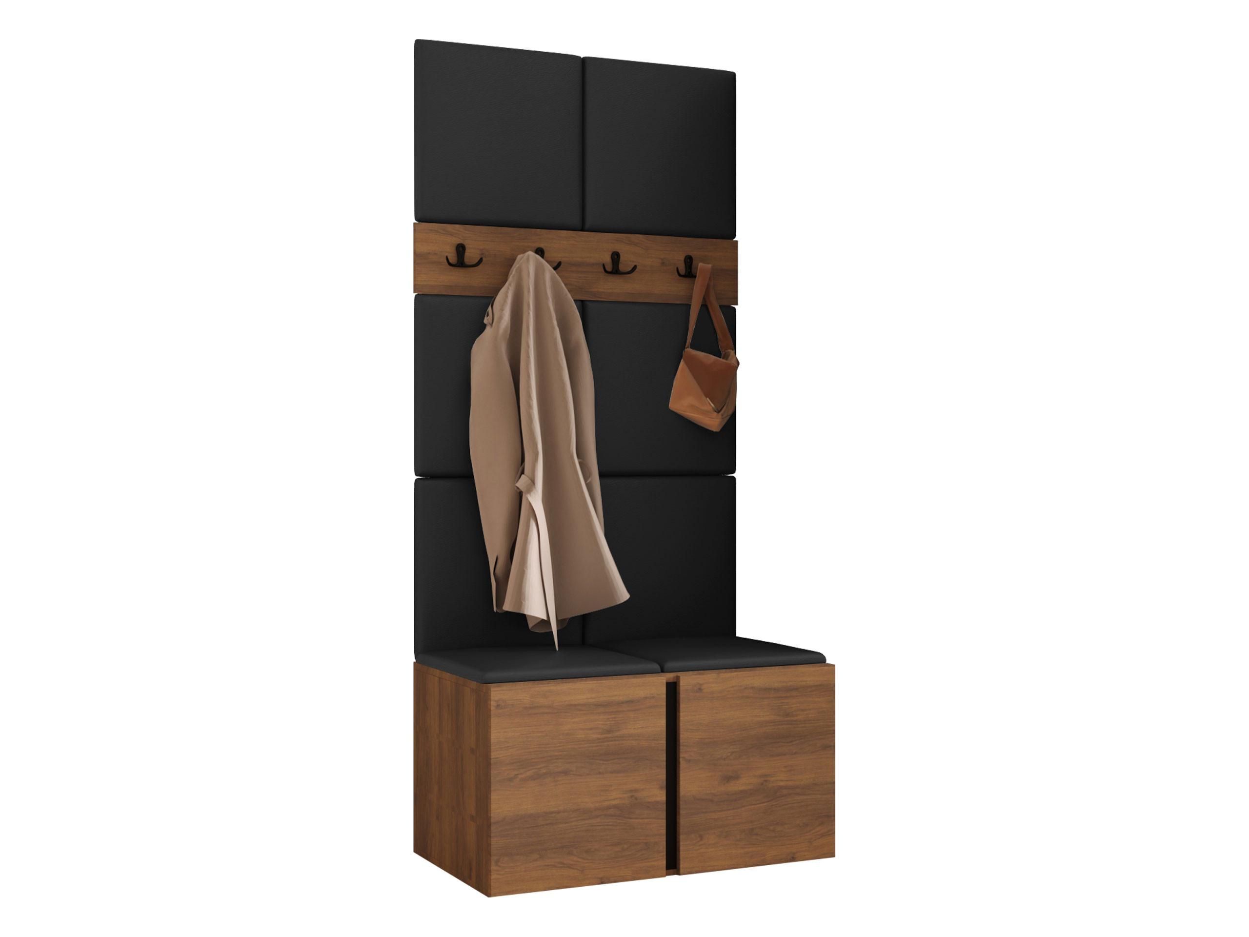 GARDEROBEN-SET Orion IV - Nussbaumfarben/Schwarz, Holzwerkstoff/Kunststoff (84/186/46cm) - MIRJAN24