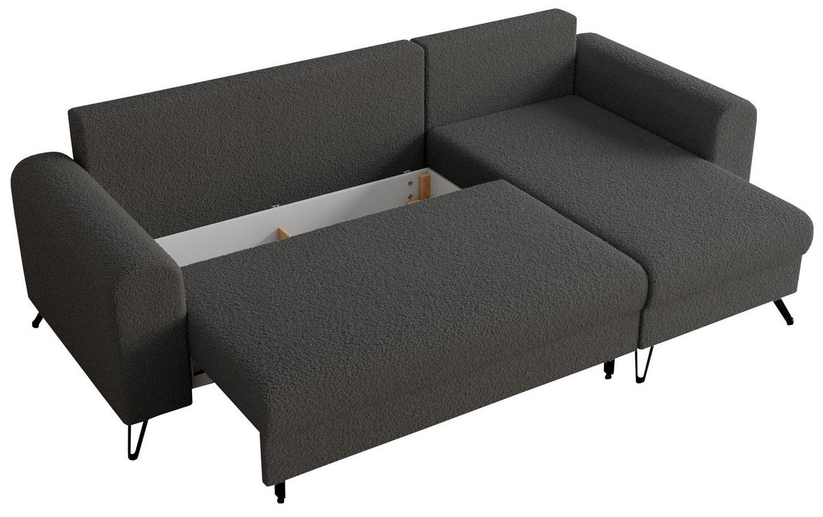 ECKSOFA Hugo Boucle Dunkelgrau - Dunkelgrau/Schwarz, Textil/Metall (242/140cm) - MKS