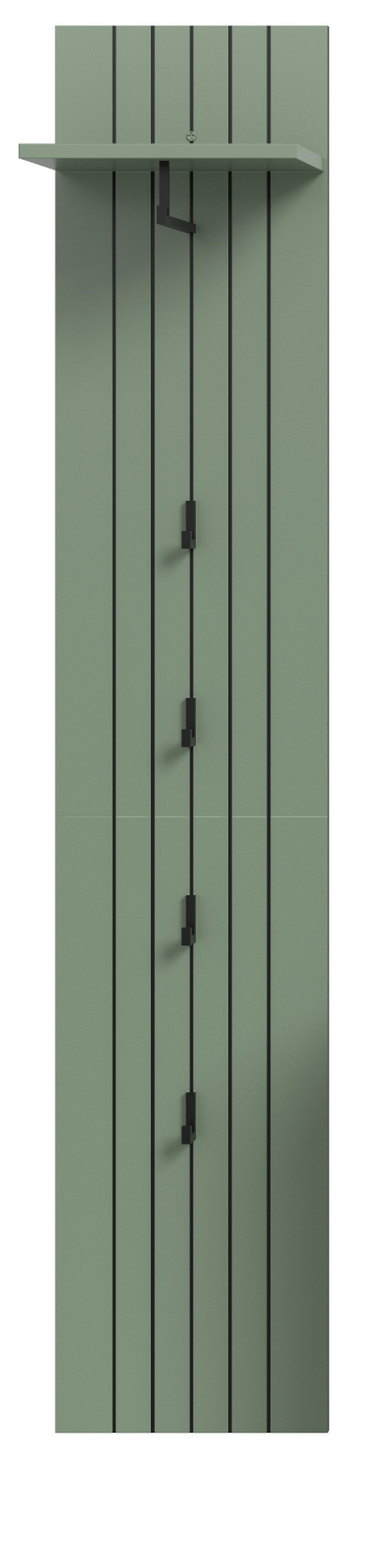 GARDEROBENPANEEL grün 31 x 160 cm, Wandgarderobe mit Kleiderstange - Grün, Holzwerkstoff/Metall (31/160/27cm) - Inn.Furn
