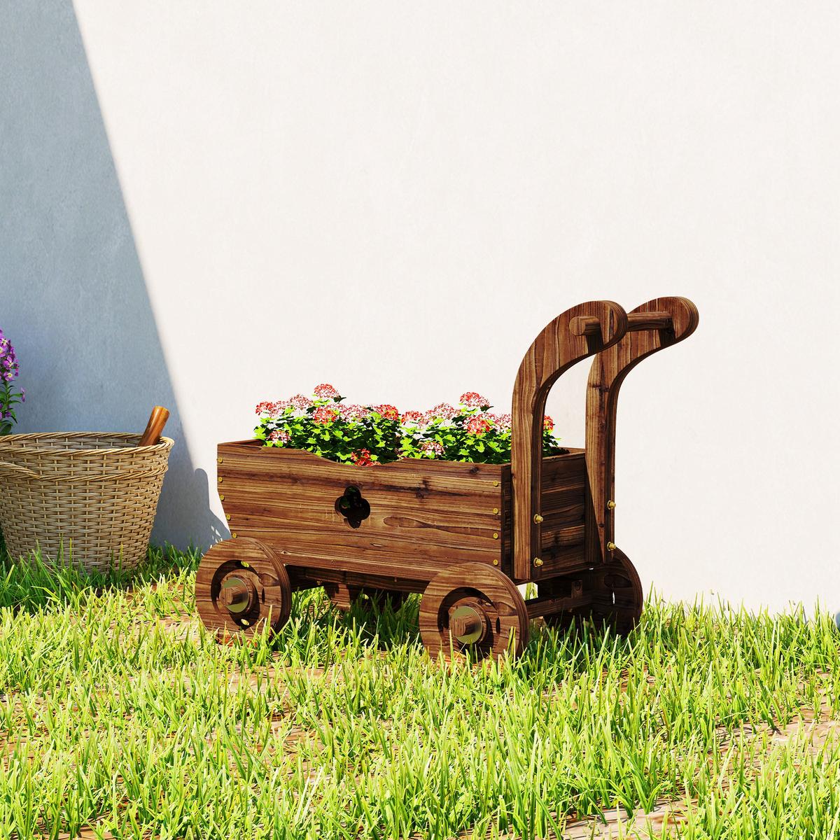 HOCHBEET Tannenholz Verkohlt - Braun, Holz (38/52/68cm) - Outsunny