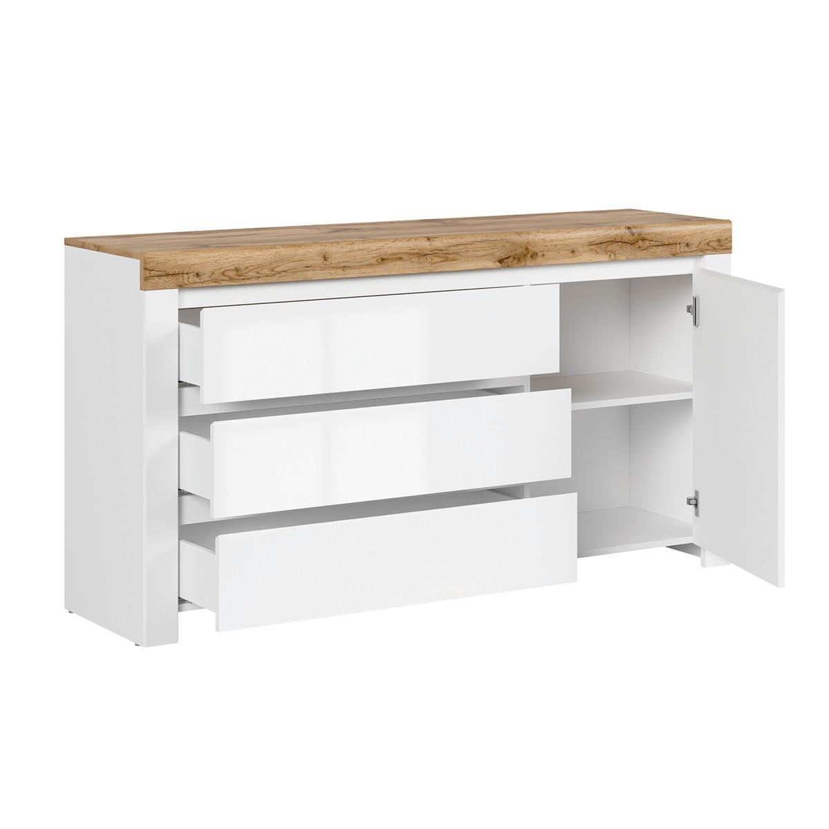 SIDEBOARD Hella Weiß und Holz - Weiß, Holzwerkstoff (156/84/42cm) - Petits-meubles