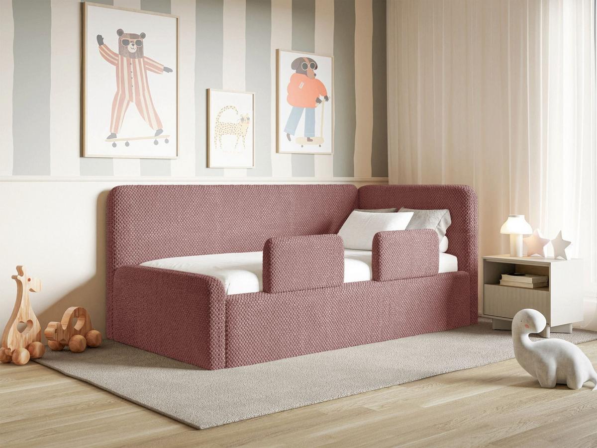 JUGENDBETT Fanko Samt Rosa 90x200 cm - Pink/Schwarz, Kunststoff/Textil (90/200cm) - Selsey