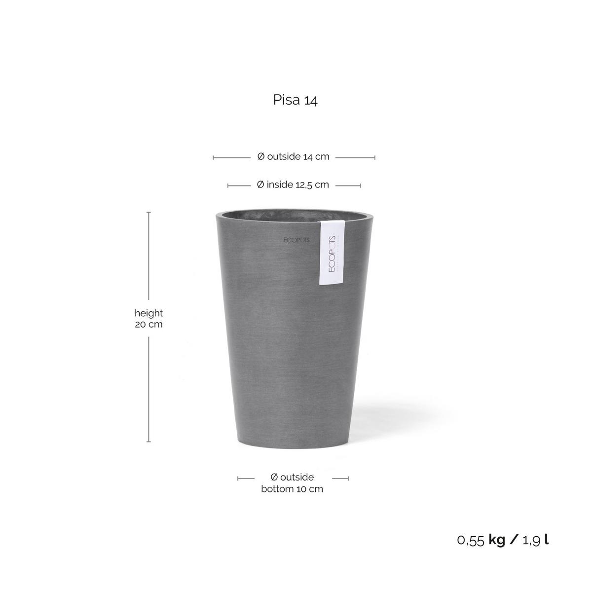 BLUMENTOPF Pisa 14/20 cm Grau - Grau, Kunststoff (14/20cm) - Ecopots