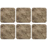 GLASUNTERSETZER 6er-Set Marmor - Braun - Glitter Telleruntersetzer 10x10 cm - Braun, Naturmaterialien (10/0.2cm) - MuchoWow