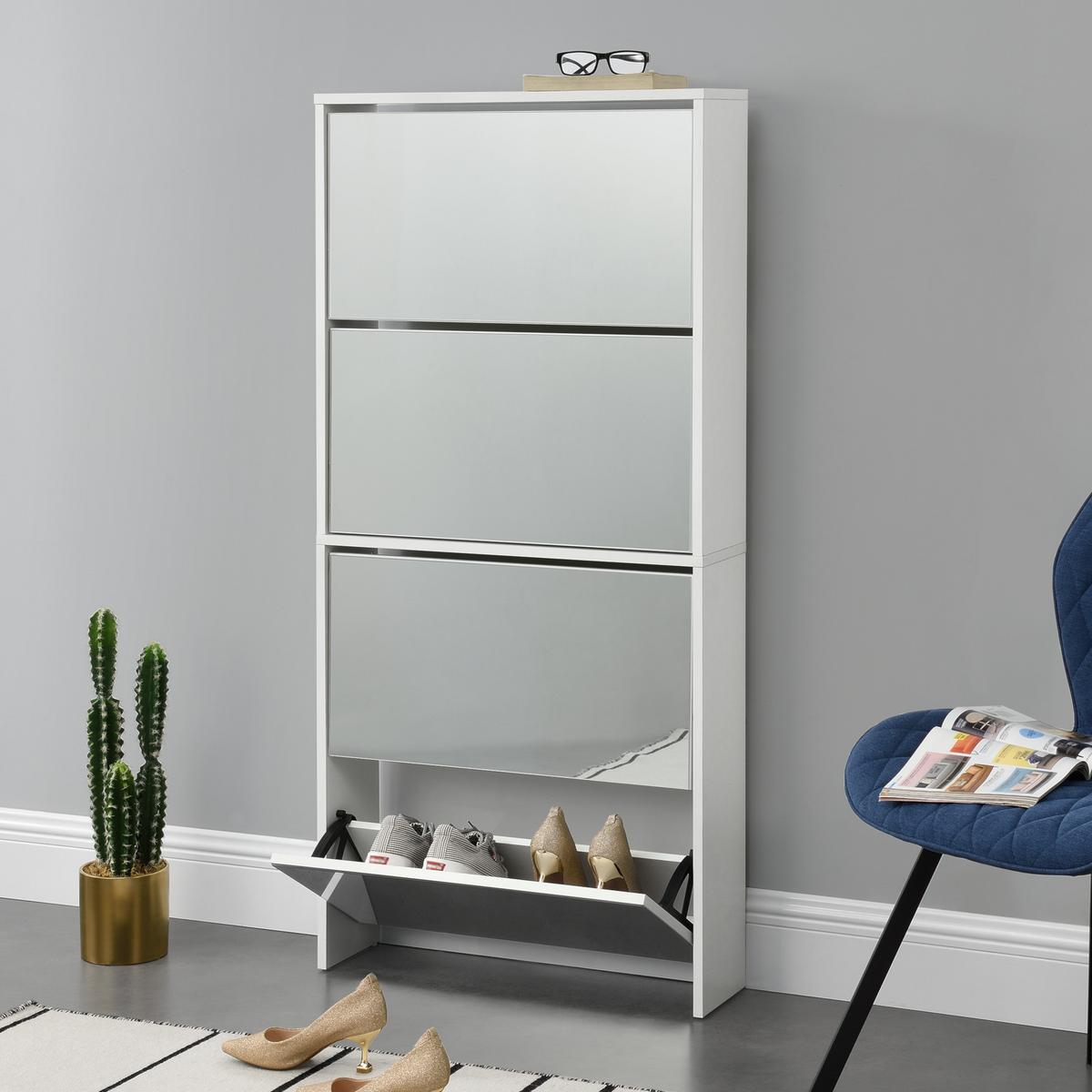 SCHUHKIPPER Vogar - Weiß, Holzwerkstoff (63/134/17cm) - [en.casa]