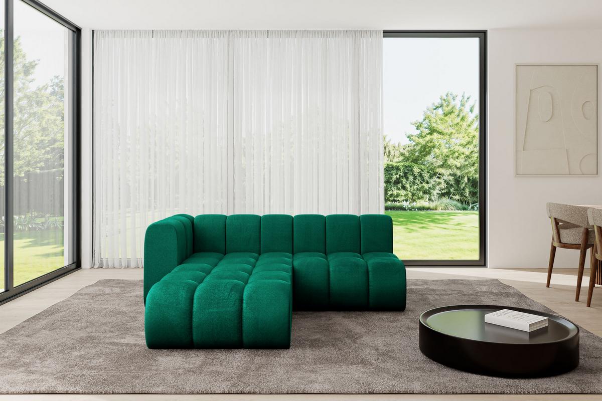 ECKSOFA modulares Sofa Darnel-L1 - 205x177x70 cm Grün - Dunkelgrün, Holzwerkstoff/Textil (205/177cm) - ALTDECOR