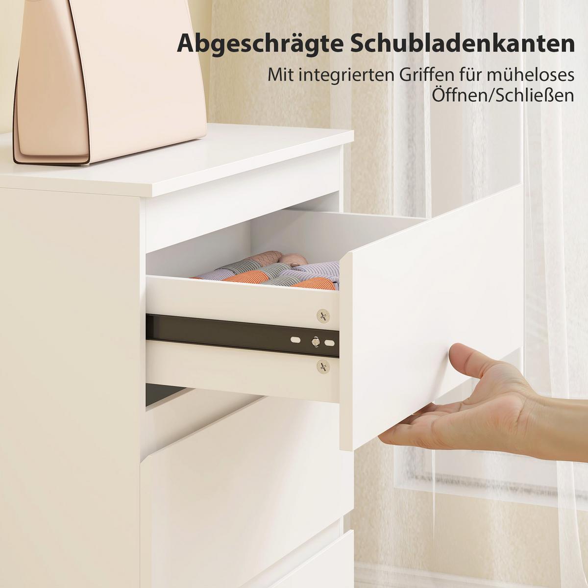 KOMMODE mit 3 Schubladen für Wohnzimmer Spanplatte Weiß - Weiß, Holzwerkstoff (40/79/60cm) - HOMCOM