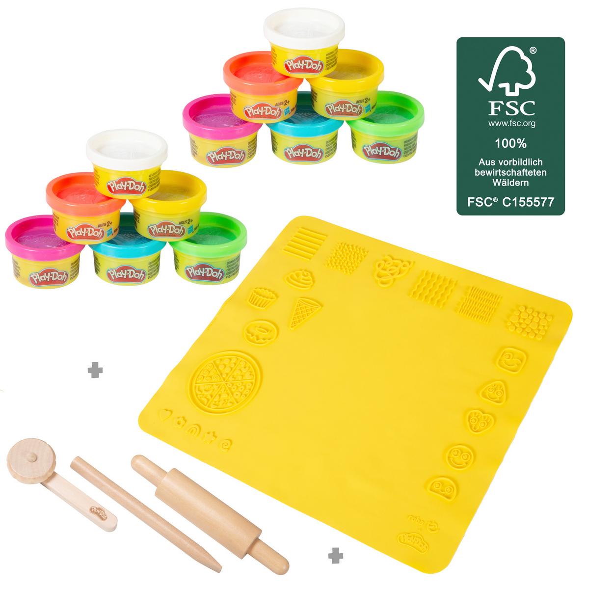 SPIELSET KNETE roba x Play-Doh Groß - Grau, Holz/Kunststoff (50/55/1cm) - Roba