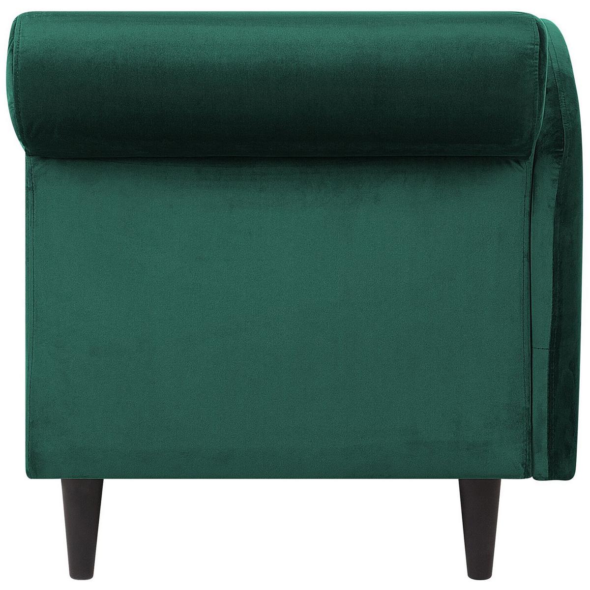CHAISELONGUE Samtstoff smaragdgrün rechtsseitig Luiro - Schwarz/Grün, Textil (160/77/70cm) - Beliani