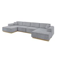 WOHNLANDSCHAFT IREA-U2-v2 - 386x165x80 cm Grau - Titanfarben, Holzwerkstoff/Textil (386/80/165cm) - ALTDECOR