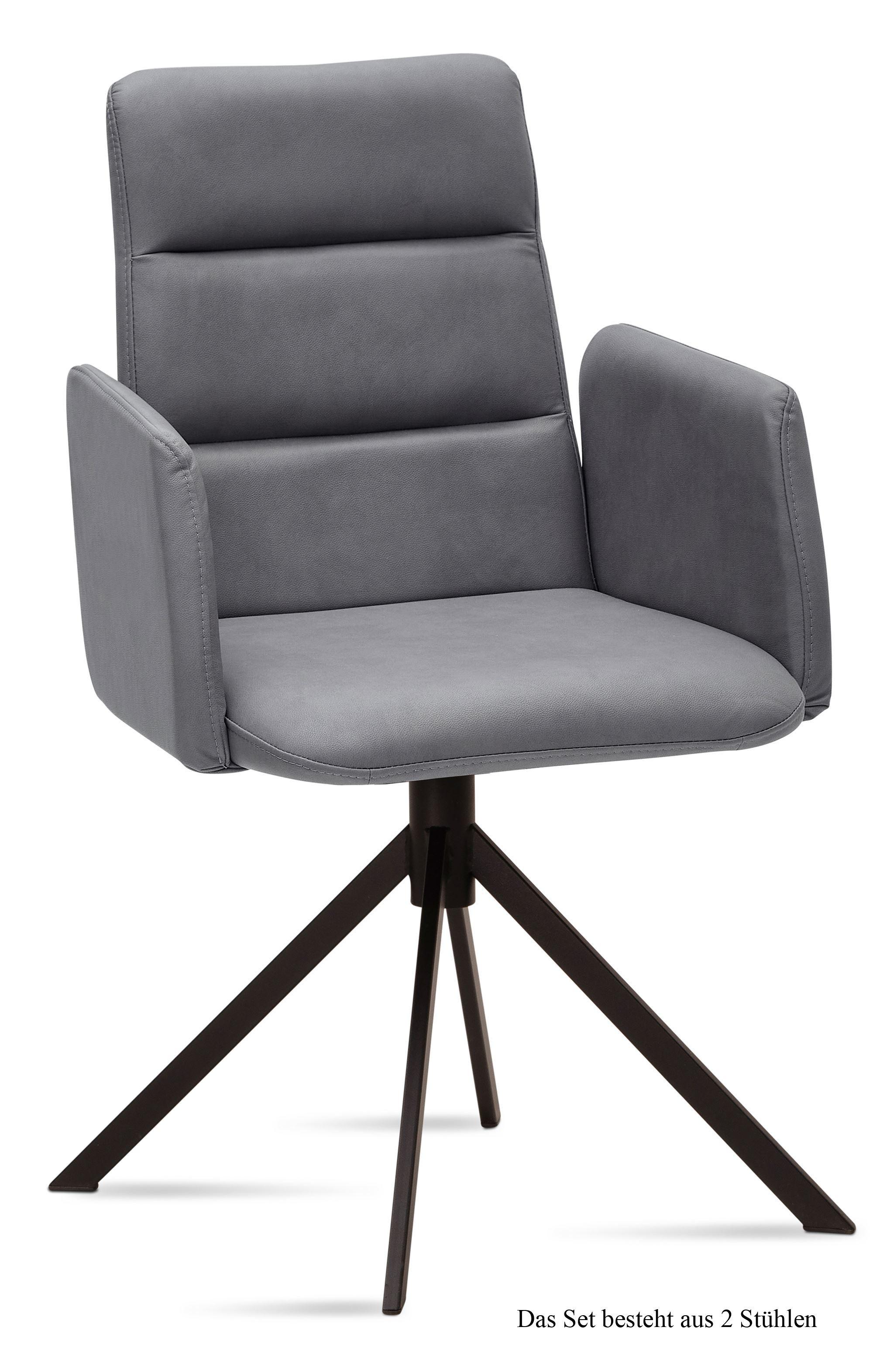 ARMLEHNSTUHL (2er-Set) Duana 52x92x60 Schwarz/Grau - Schwarz/Grau, Kunststoff (60/92/52cm) - 58aufmkessel