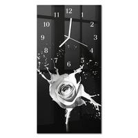WANDUHR aus Glas 30x60 cm - Rose - Schwarz, Glas (30/60/0.4cm) - TULUP