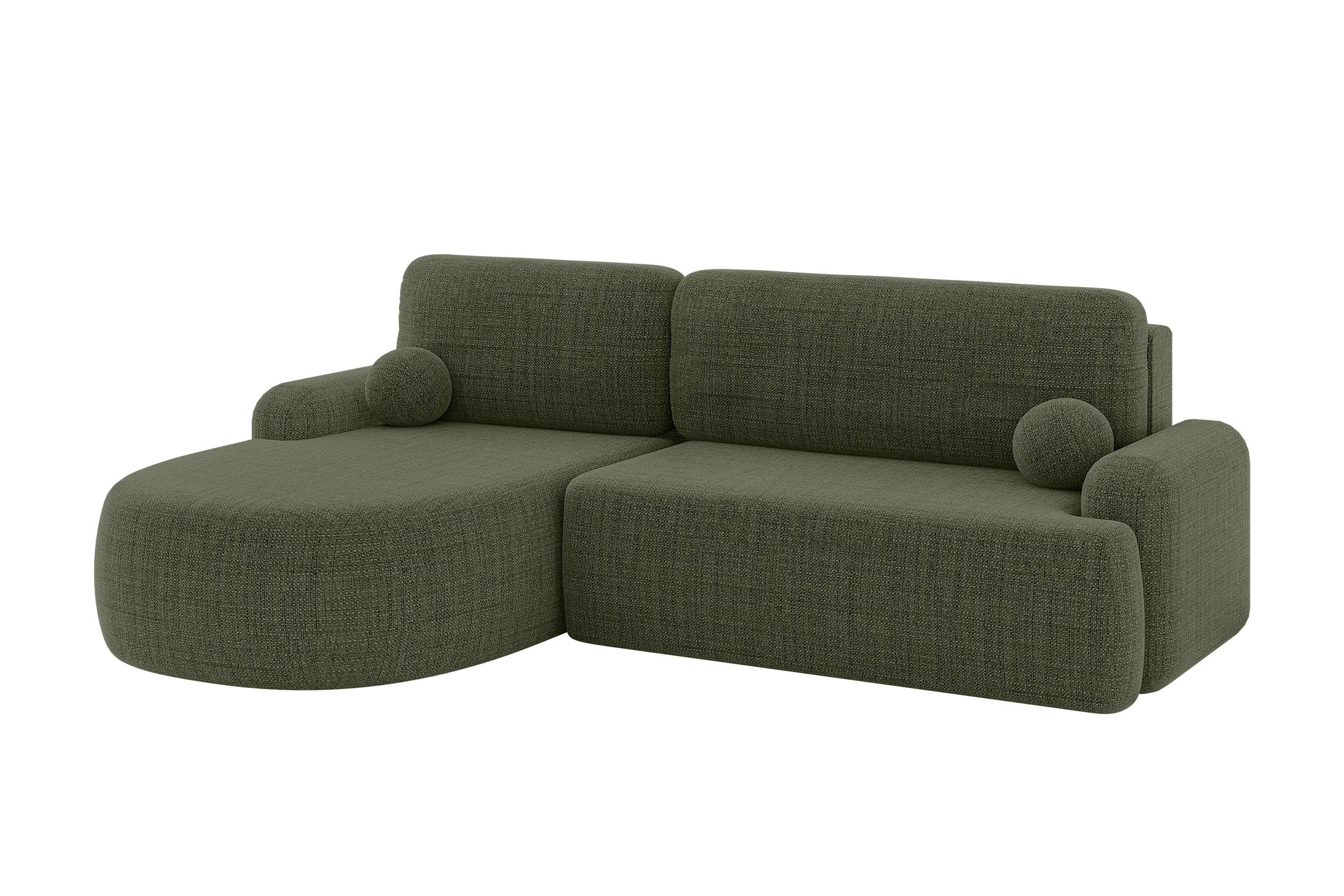 ECKSOFA mit Schlaffunktion und Bettkasten LIRA-L - 264x172x89 Grün - Grün, Holzwerkstoff/Textil (264/172cm) - ALTDECOR
