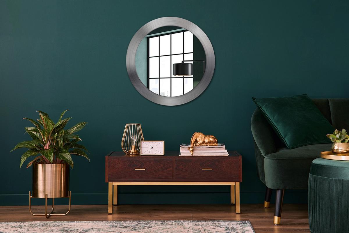 SPIEGEL Ø70 cm Rund mit Aufdruck - Silberfarben, Glas (70/70/0.4cm) - TULUP