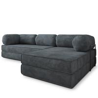 ECKSOFA ETERA modulares Boneless Sofa mit Schlaffunktion Grau Kordstoff - Dunkelgrau, Textil (270/160cm) - MASSENO