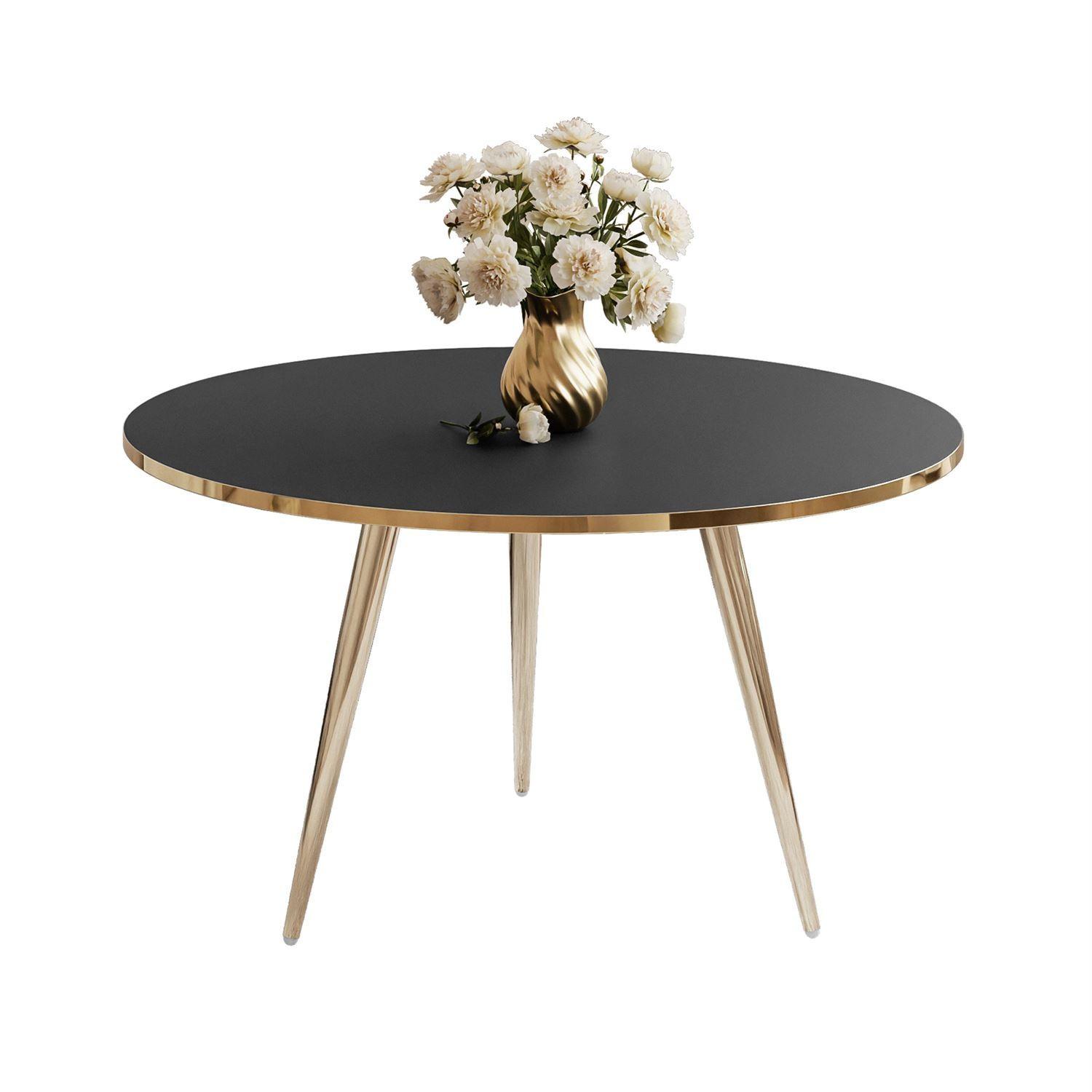 COUCHTISCH SOLEIL GOLD Schwarz Matt, 70cm - Goldfarben/Schwarz, Holzwerkstoff (70/70/47cm) - Lookway