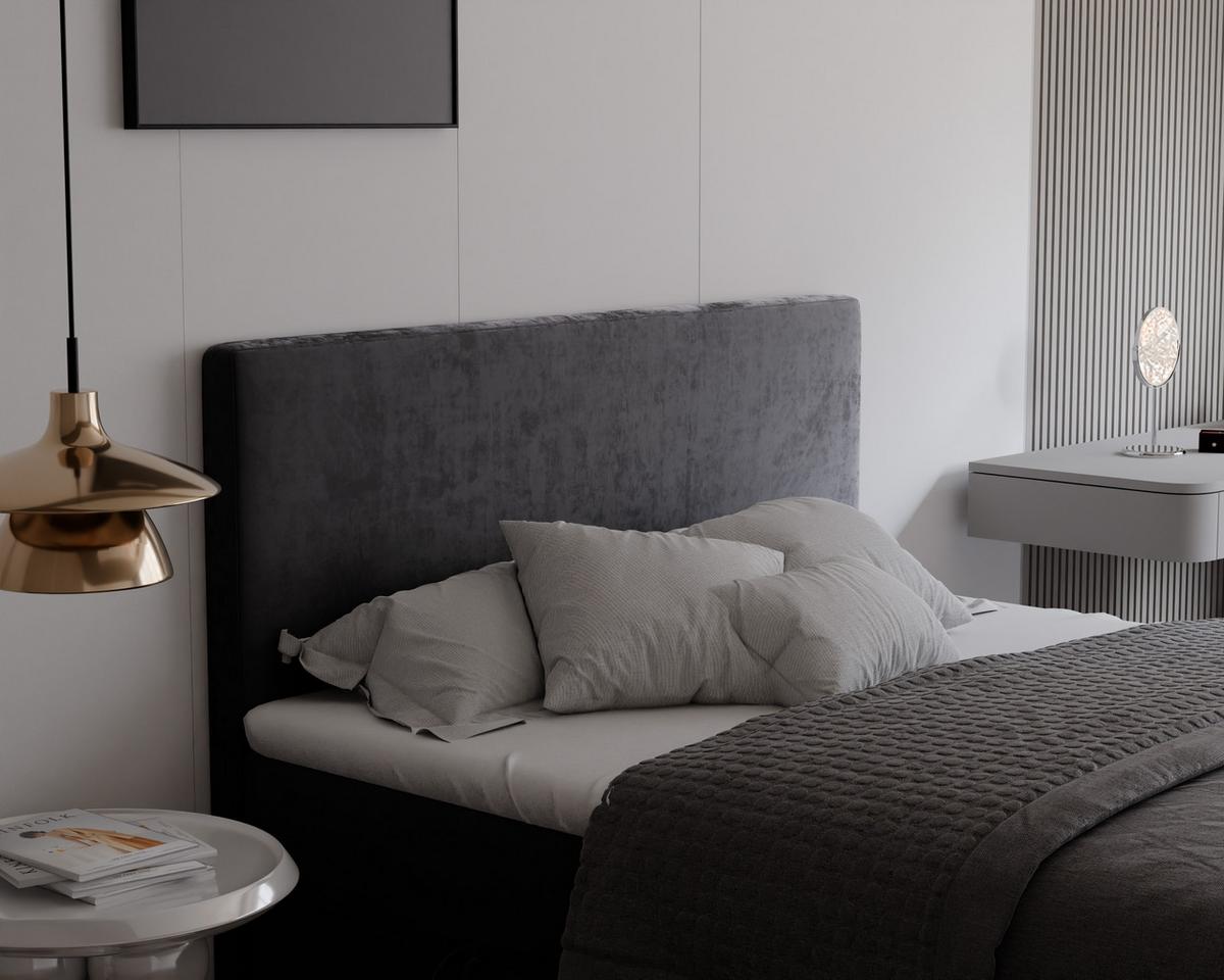 BOXBETT GIULIA 180/200 cm mit Matratze und Topper, Dunkelgrau - Dunkelgrau, Textil (180/200cm) - Idohome