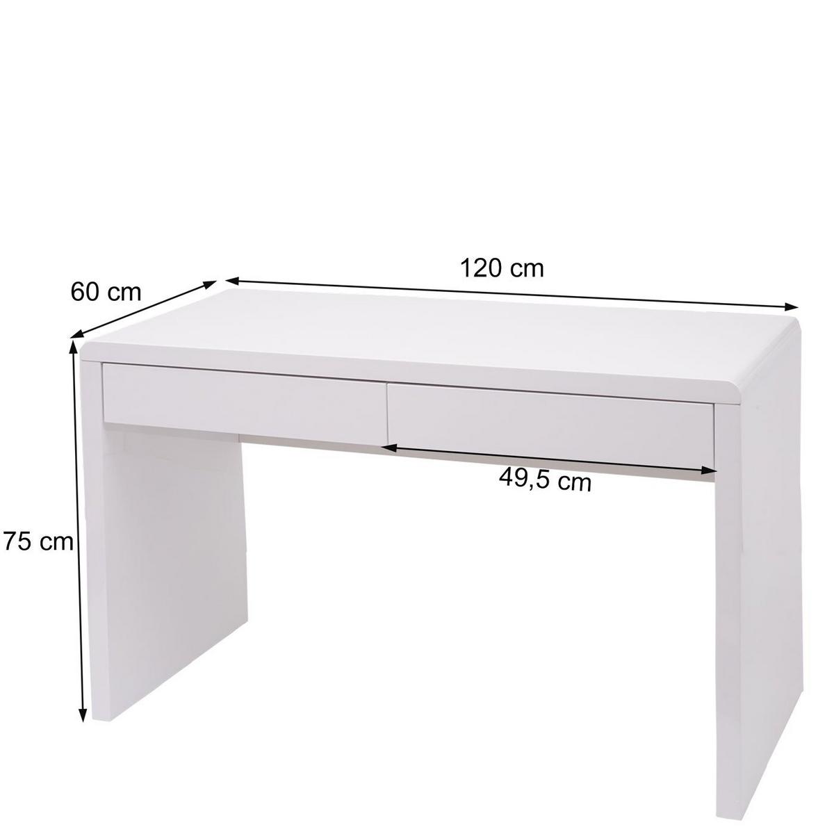 SCHREIBTISCH rechteck Weiß - Weiß, Holzwerkstoff (60/120/75cm) - MCW