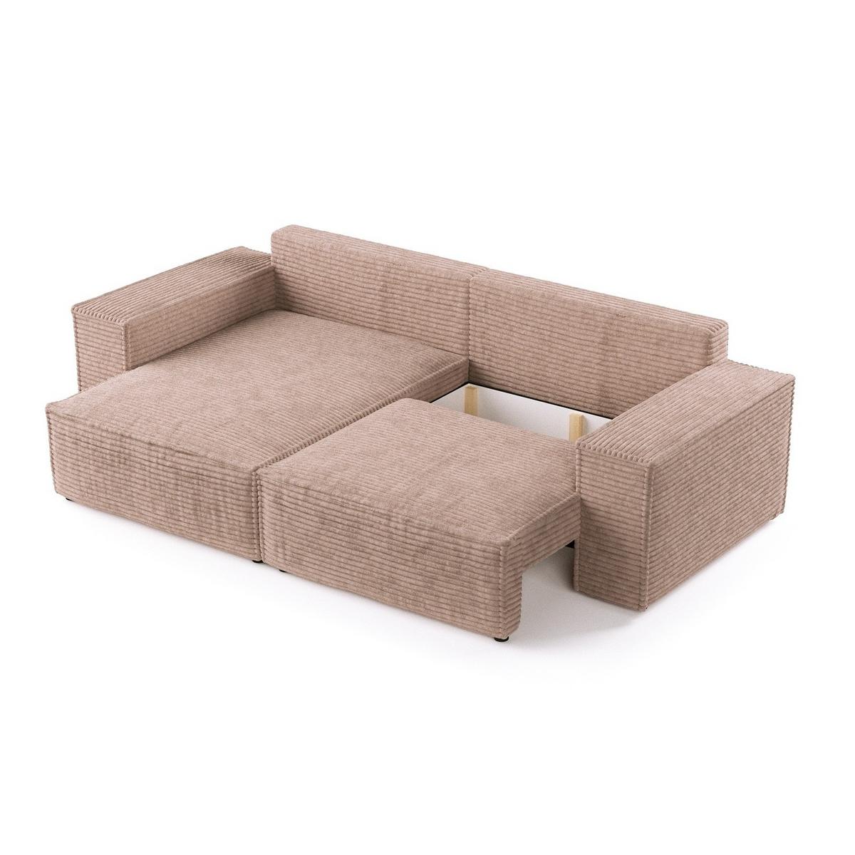 ECKSOFA SENSO mit Schlaffunktion Beige im Tilia Stoff - Beige/Schwarz, Holz/Holzwerkstoff (255/148cm) - AltaBeds