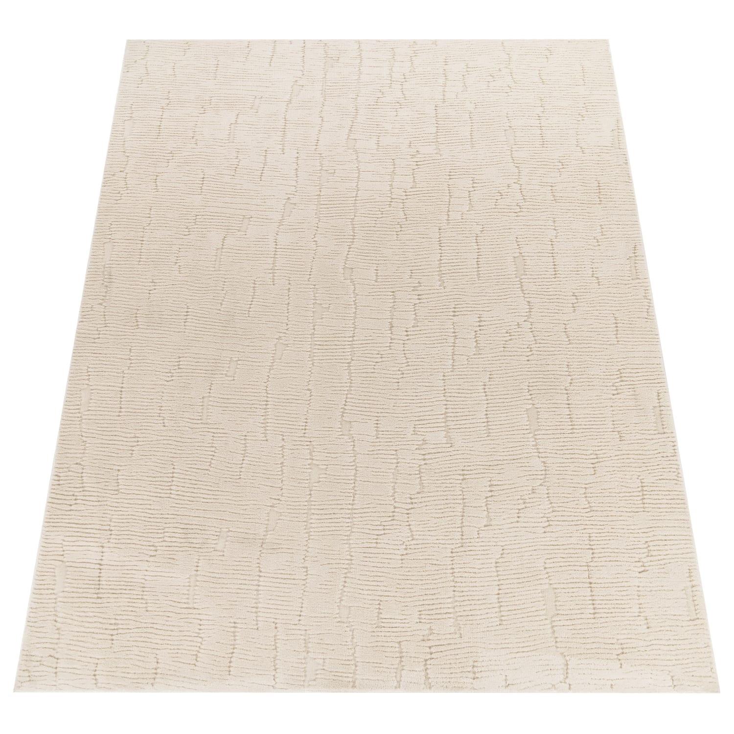 KURZFLORTEPPICH, mit Struktur, aus Polyester, Florhöhe 12 mm, Creme, 80 x 150 cm - Beige, Textil (150/80cm) - KADIMA DESIGN