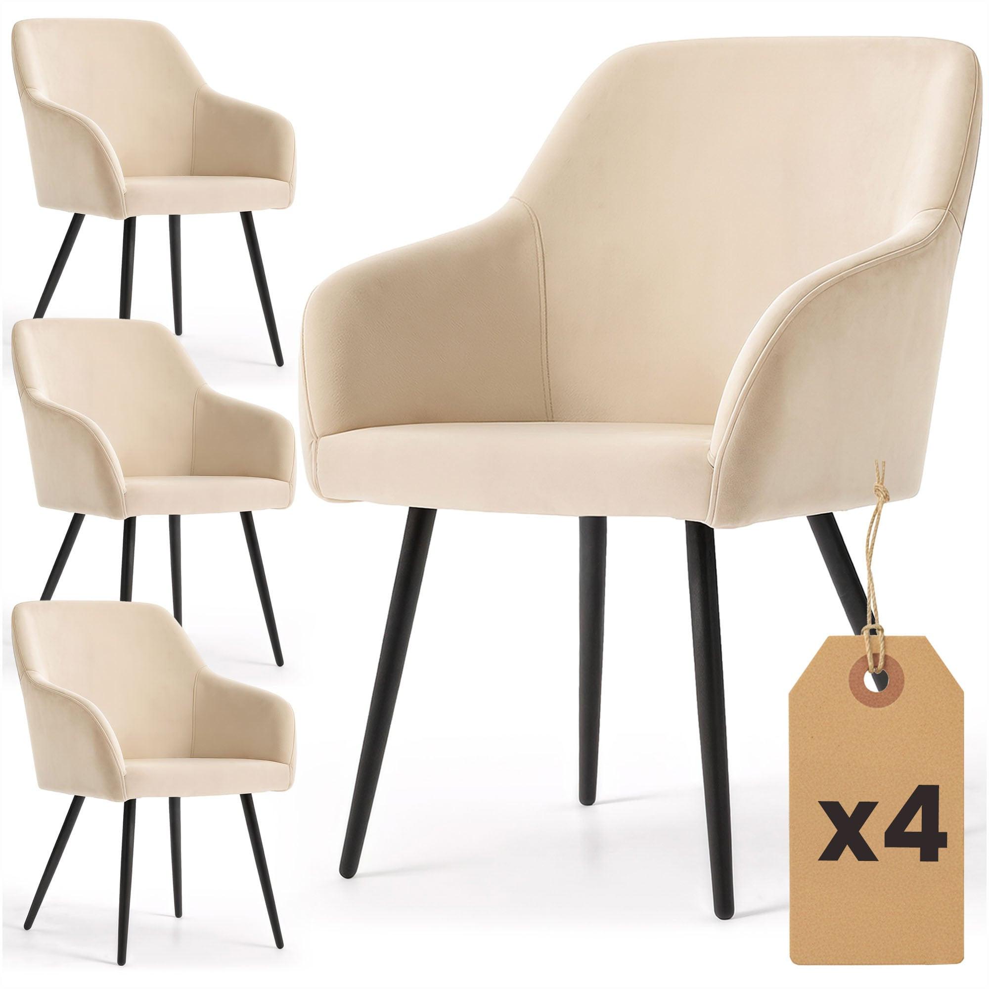 POLSTERSTUHL 4er Set, Metallbeine Beige, Schwarz 54,5/83/58 - Beige/Schwarz, Textil (55/83/51cm) - RAUMHIRSCH FURNITURE