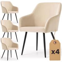 POLSTERSTUHL 4er Set, Metallbeine Beige, Schwarz 54,5/83/58 - Beige/Schwarz, Textil (55/83/51cm) - RAUMHIRSCH FURNITURE