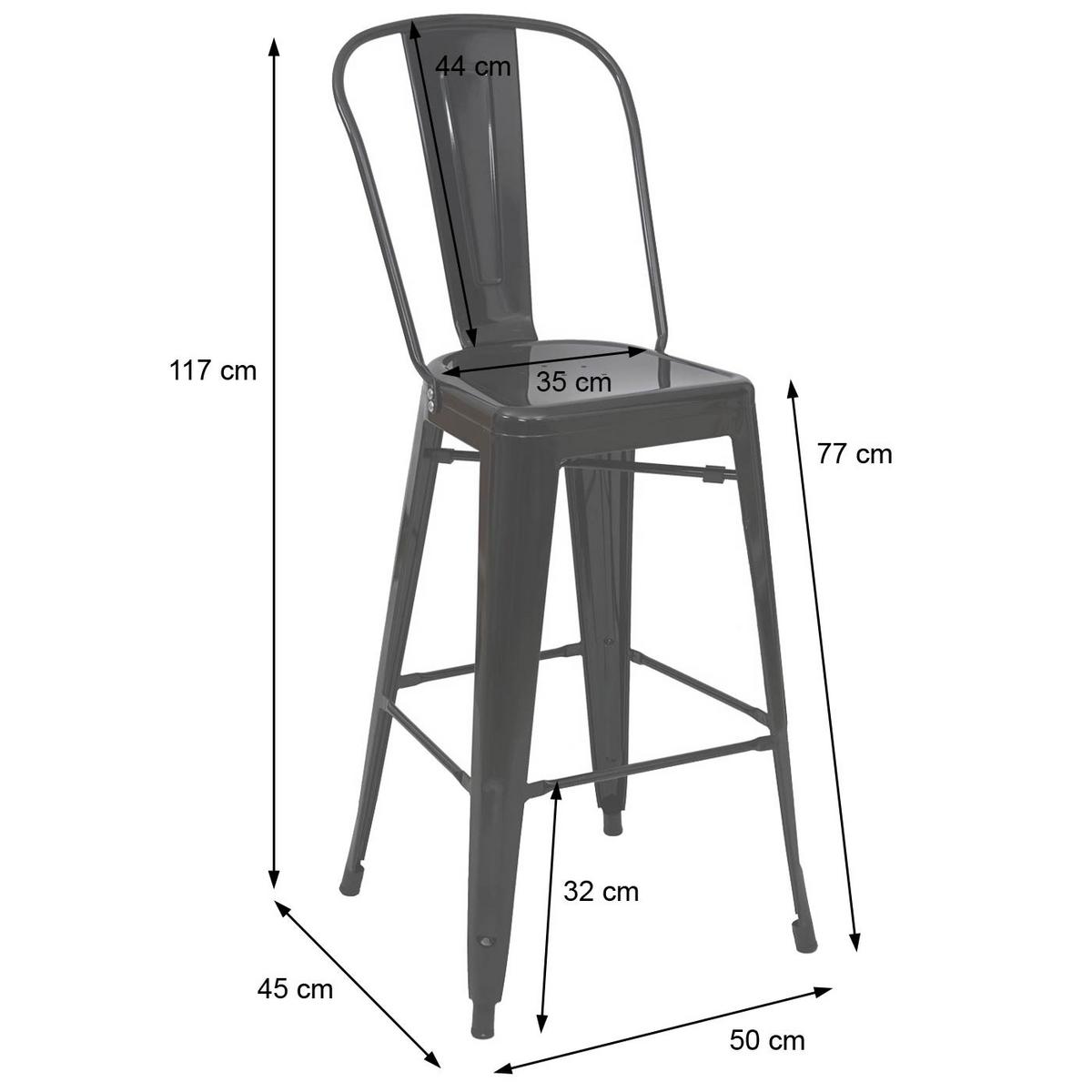 BARHOCKER METALL Grau 2er-Set - Grau, Metall (50/117/45cm) - MCW