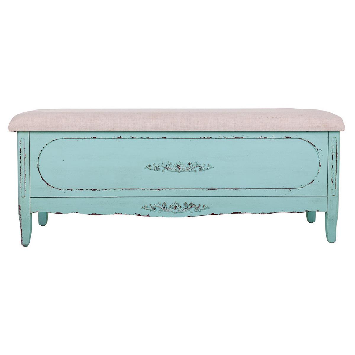 POLSTERBANK aus Holz 120x43x48 blauem - Blau, Holzwerkstoff (120/48/43cm) - Wanderlust