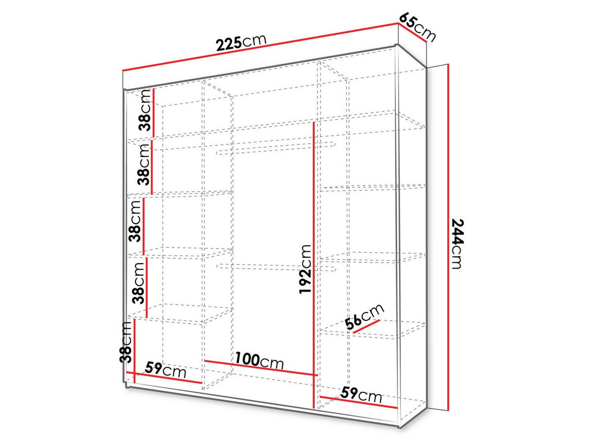 SCHIEBETÜRENSCHRANK Rodos 225 - Weiß, Holzwerkstoff (225/244/65cm) - MIRJAN24