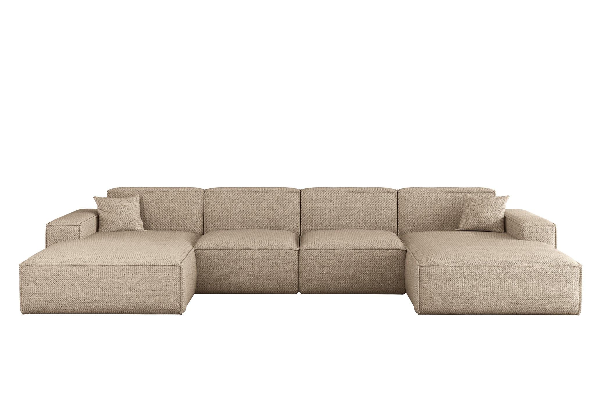 WOHNLANDSCHAFT Celes Premium In Artico - Beige, Holzwerkstoff/Textil (378/73/165cm) - Fun Möbel