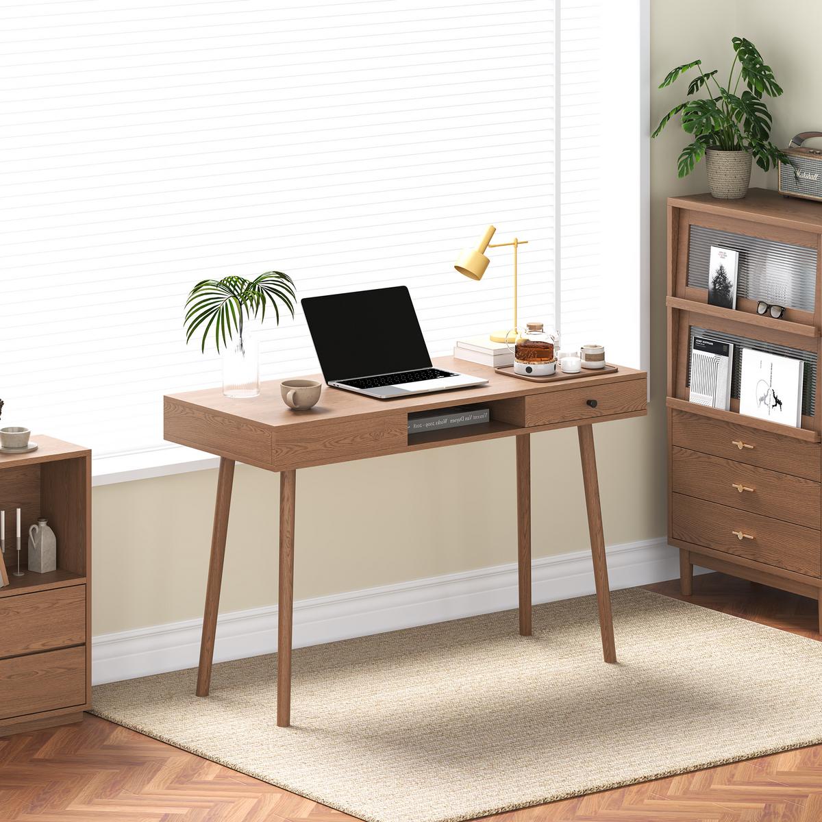 SCHREIBTISCH Habo - Dunkelbraun, Holzwerkstoff/Metall (48/115/75cm) - [en.casa]