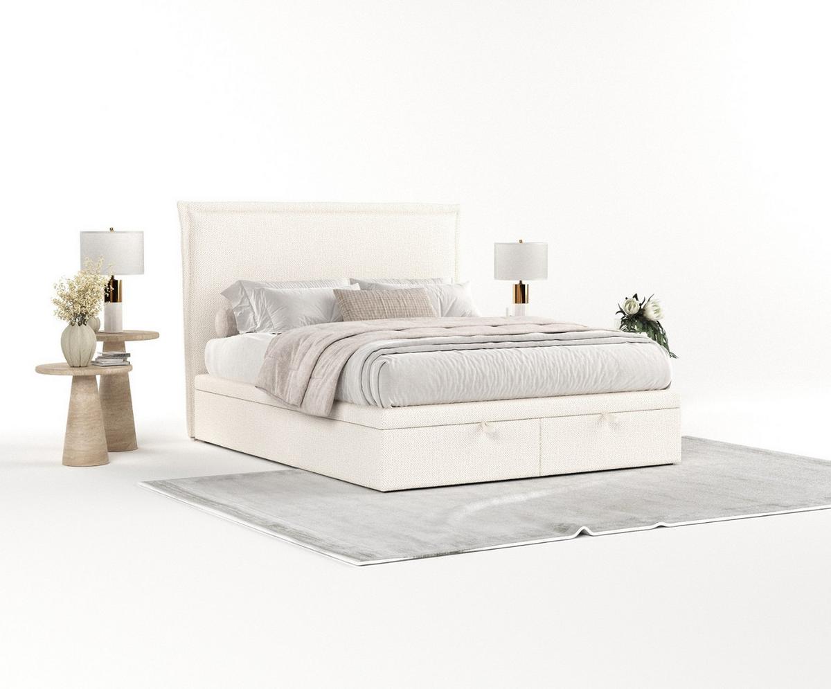 POLSTERBETT Eliot mit Stauraum 200/200 cm Creme im Alta Stoff - Creme/Schwarz, Holz/Holzwerkstoff (200/200cm) - AltaBeds