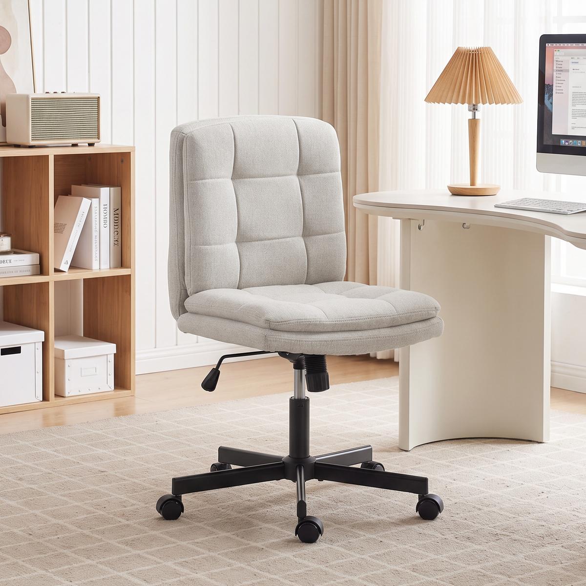 BÜROSTUHL Polyester Hellgrau - Hellgrau/Schwarz, Textil/Metall (51/100/66cm) - HOMCOM