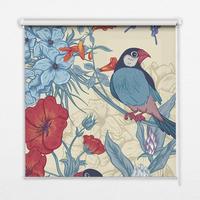 INNENROLLO - Fensterrollo - Rollo - 150x180 cm - Vögel zwischen den Blumen - Grau, Kunststoff (150/180/0.5cm) - TULUP