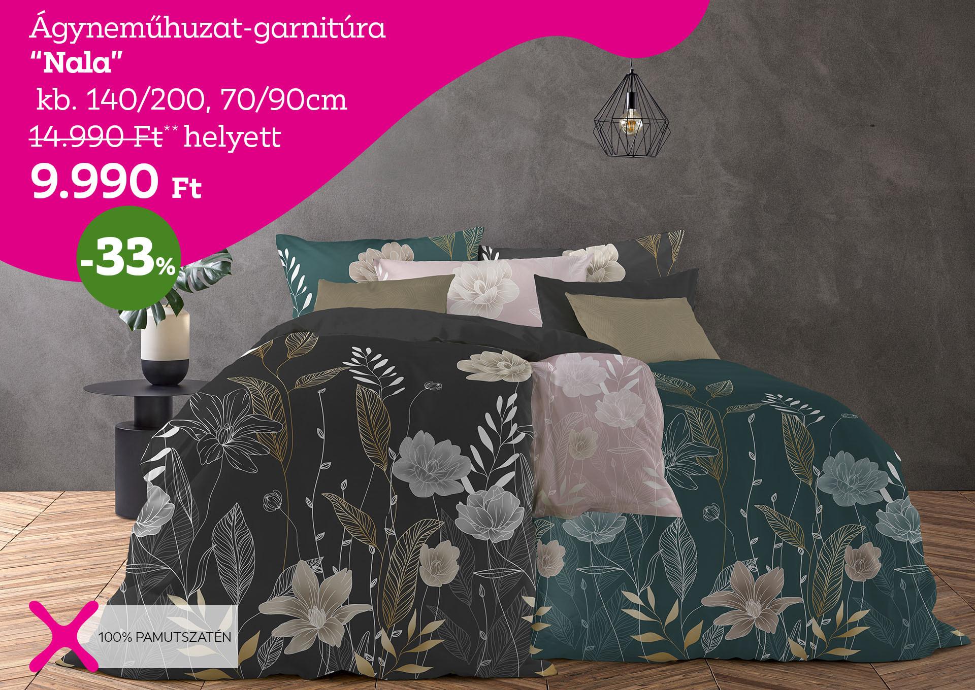 Ágyneműhuzat-garnitúra NALA 14990 Forint helyett 9990 Forint, kedvezmény mértéke 33%