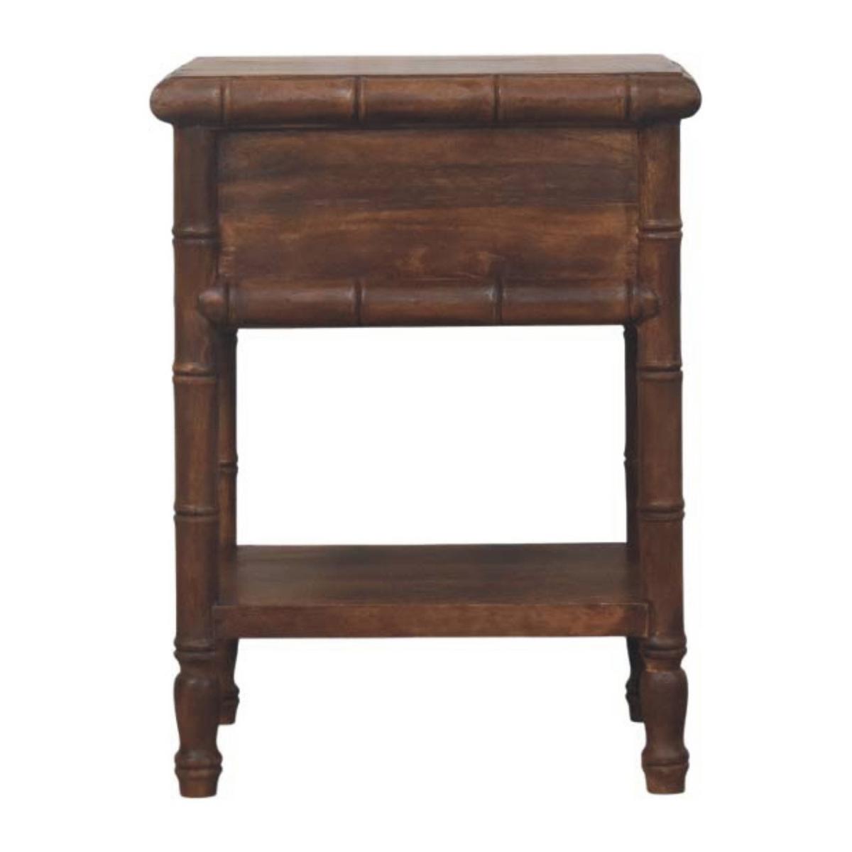 NACHTKASTEN Bambus Geschnitzt, 1 Schublade und Offenes Regal, Dunkelbraun - Dunkelbraun/Messingfarben, Holz/Metall (45/60/36cm) - Artisan Furniture