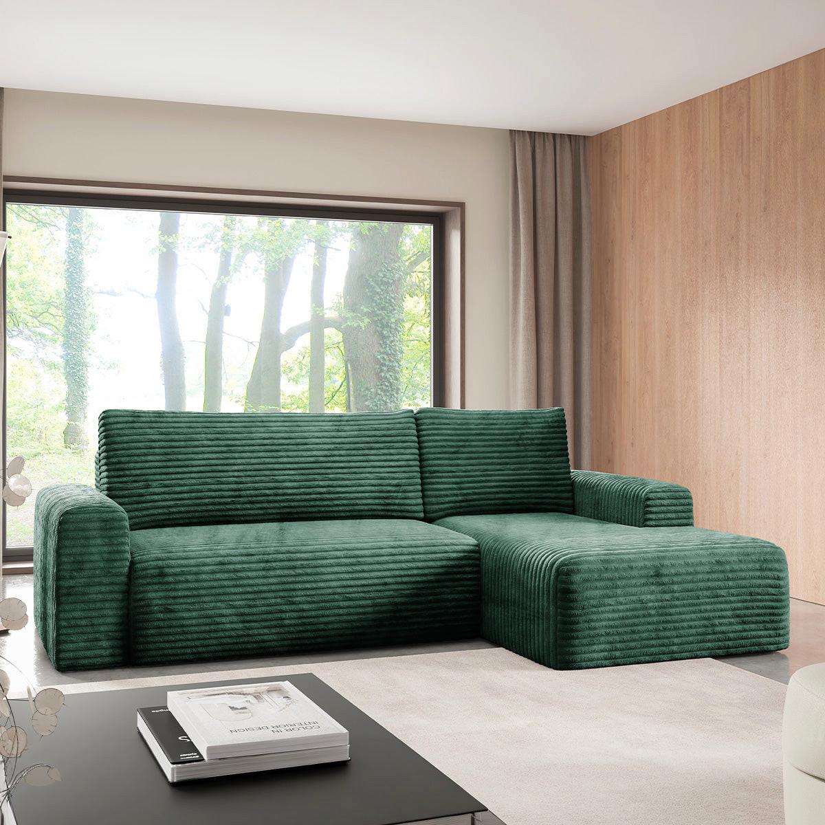 ECKSOFA Romeo 3 Sitzplätze Tannengrün - Grün, Holz (268/163cm) - Petits-meubles