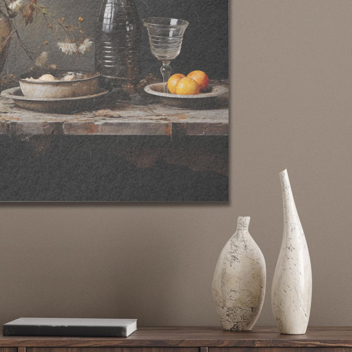 AKUSTIKBILD Stilleben - Blumen - Blumenstrauß - Vase - Wein Wandbilder 60x60 cm - Schwarz, Kunststoff (60/60/0.9cm) - MuchoWow