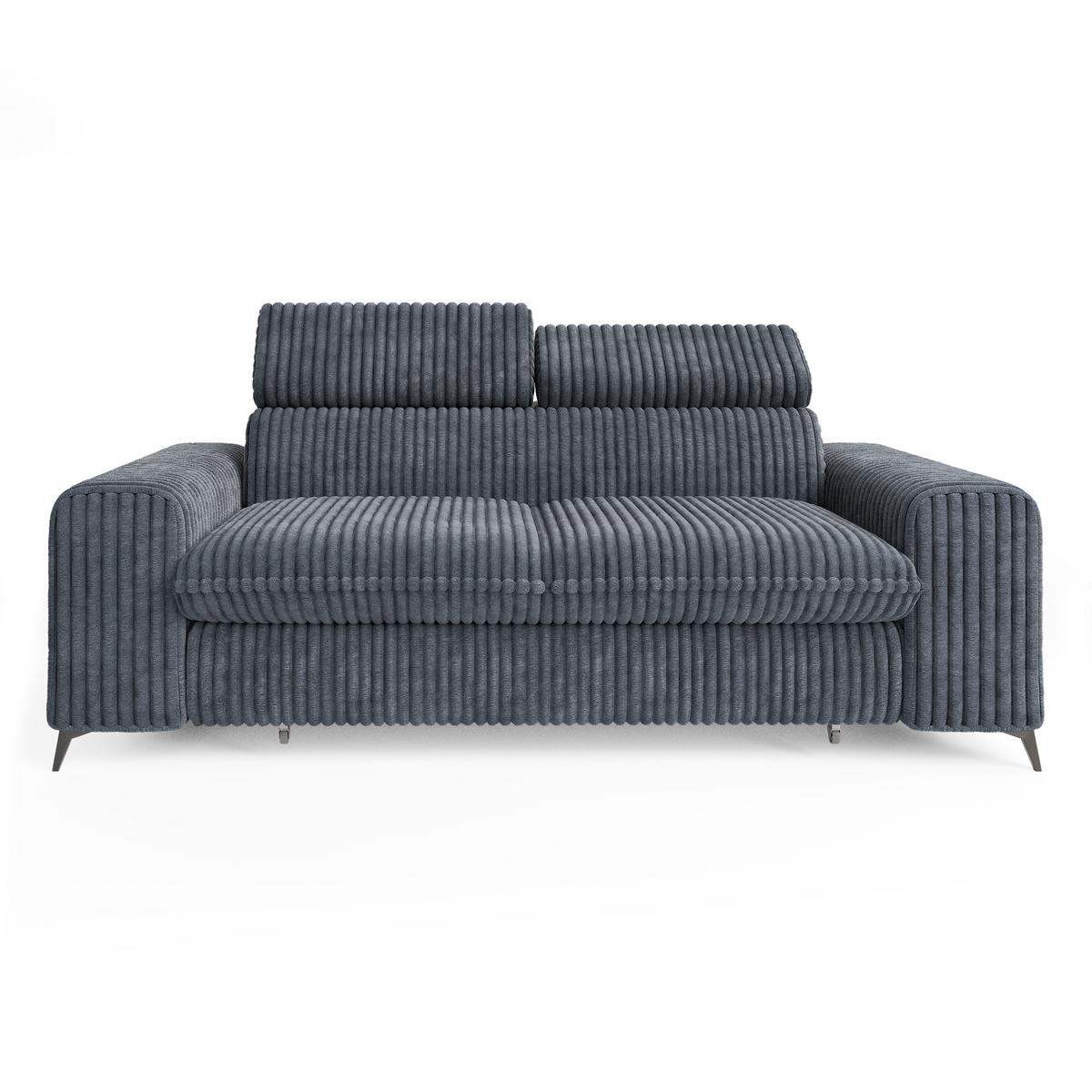 BETTSOFA BENETE Grau Cordstoff mit Schlaffunktion - Grau, Holz/Textil (191/89/92cm) - MASSENO