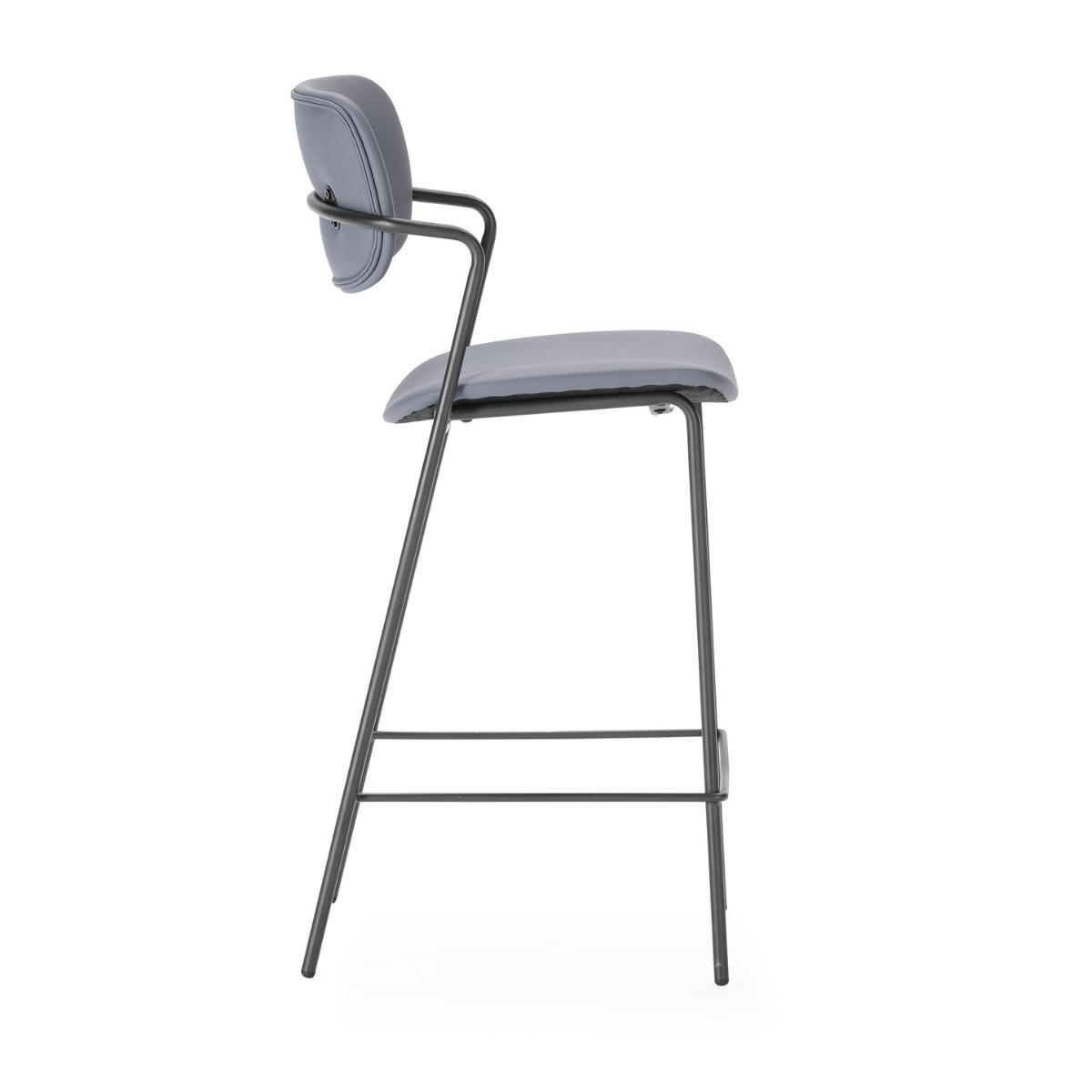 HOCKERN (Set aus 2) mit schwarzen metallbeinen - maika 44/51/66 cm - Dunkelgrau, Kunststoff (51/66/44cm) - Calicosy