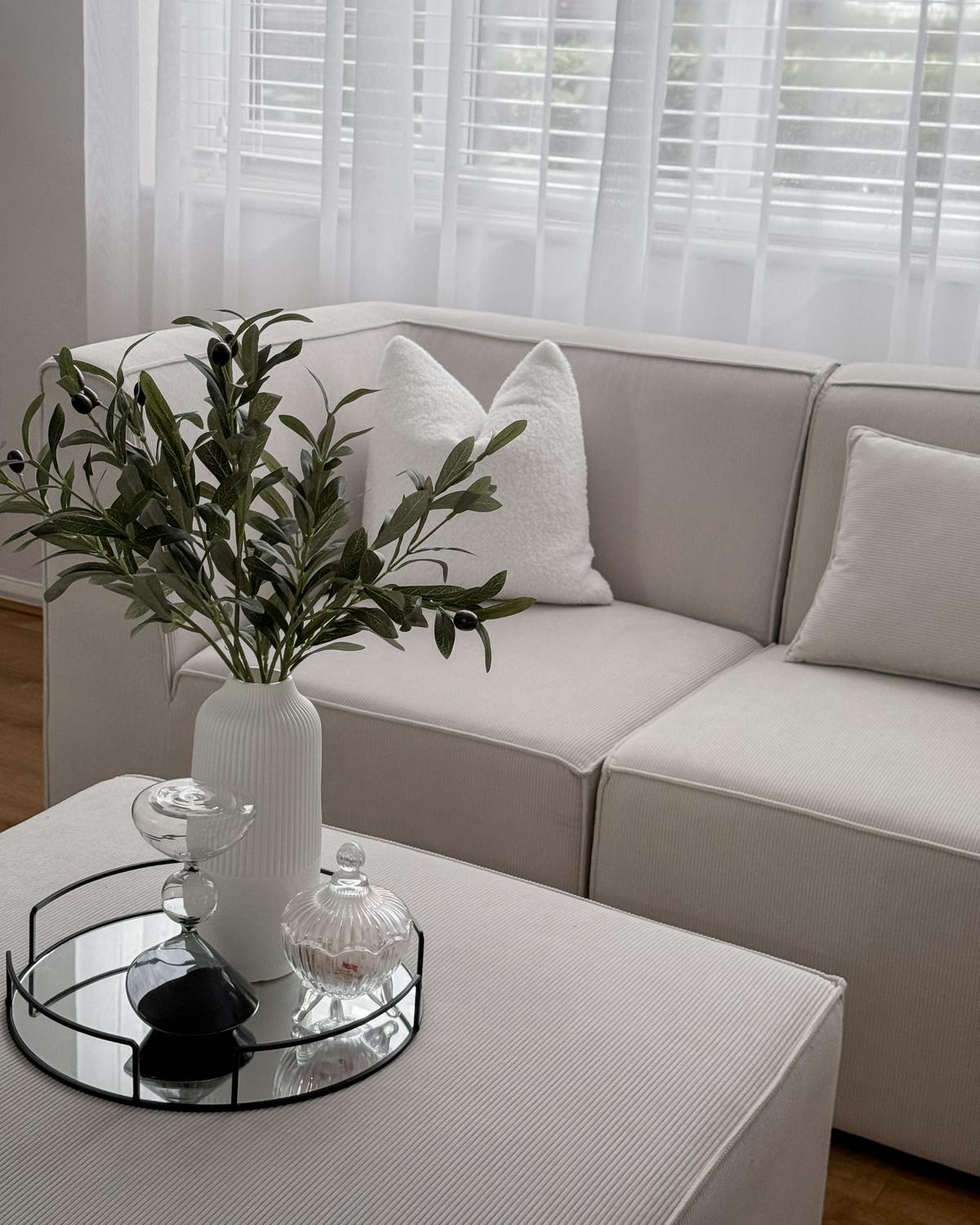 2-SITZER-SOFA Cord cremeweiß Lemvig - Weiß, Textil (166/78/83cm) - Beliani
