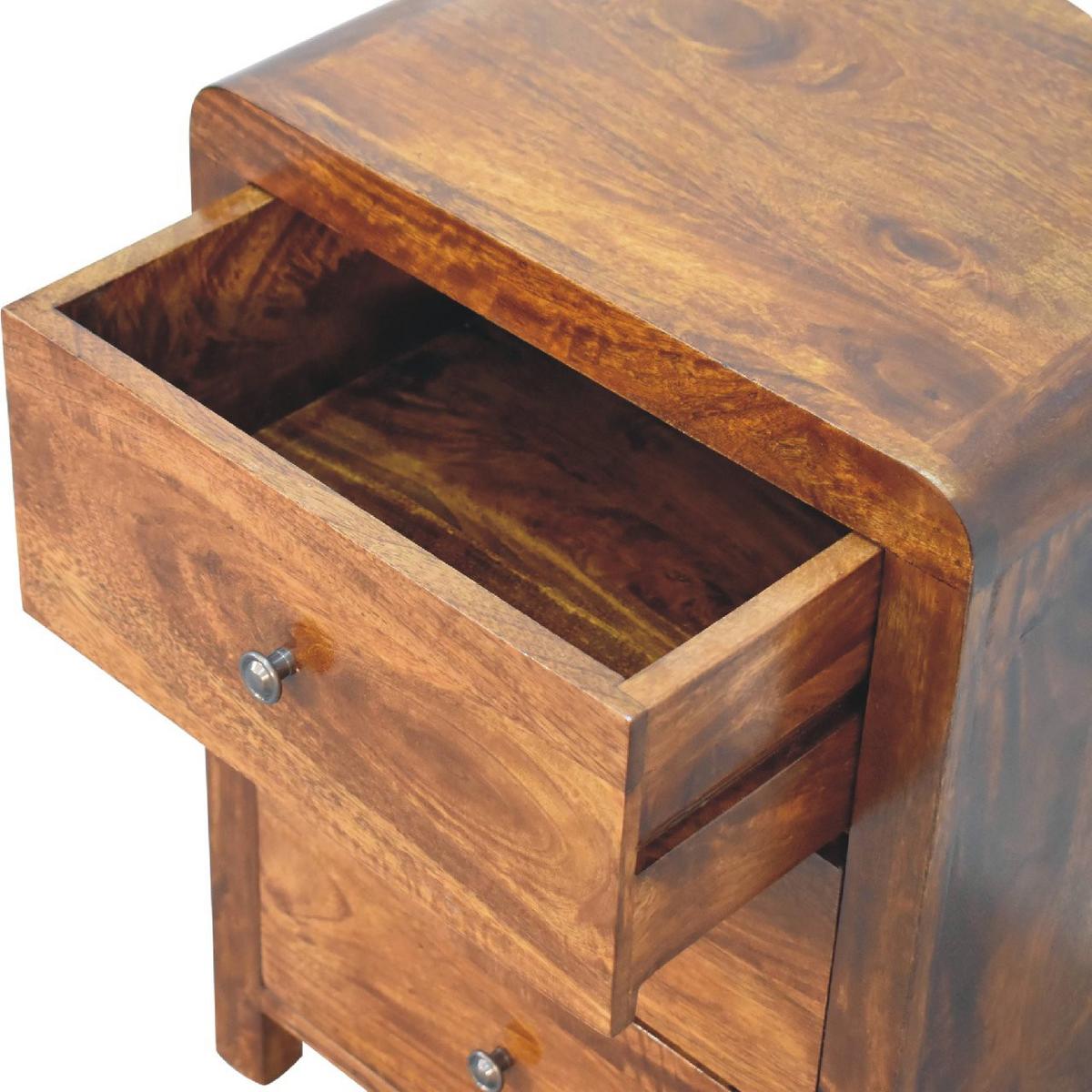NACHTTISCH ASPEN mit 3 Schubladen, Braun - Messingfarben/Braun, Holz/Metall (45/60/35cm) - Artisan Furniture