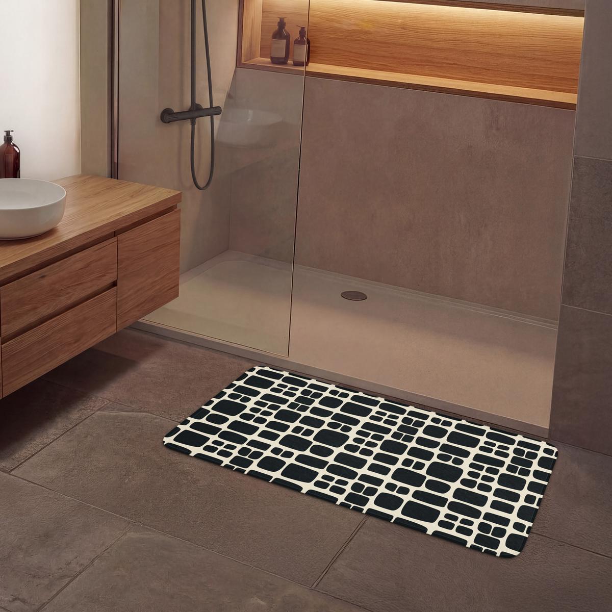 BADEMATTE Modern - Bio - Schwarz 120x60 cm - Anthrazit, Textil (120/60cm) - OnlyWow