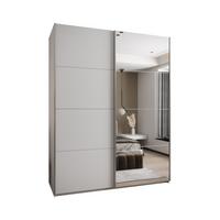 SCHWEBETÜRENSCHRANK 245,5/200/64 2-türig - Silberfarben/Weiß, Holz/Metall (200/245/64cm) - Abiks Möbel
